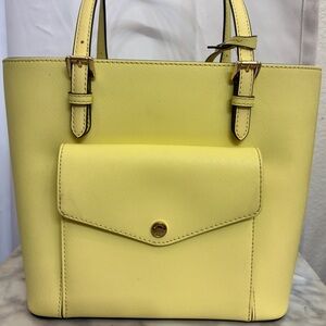 Michael Kors Saffiano Leather Tote | Butter Yellow Top Handle | Gold Hardware
